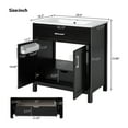 thumbnail image 3 of Vyrona Modern Bathroom Vanity with Ceramic Sink, Shelves, Drawers, Wood, Black, 3 of 11
