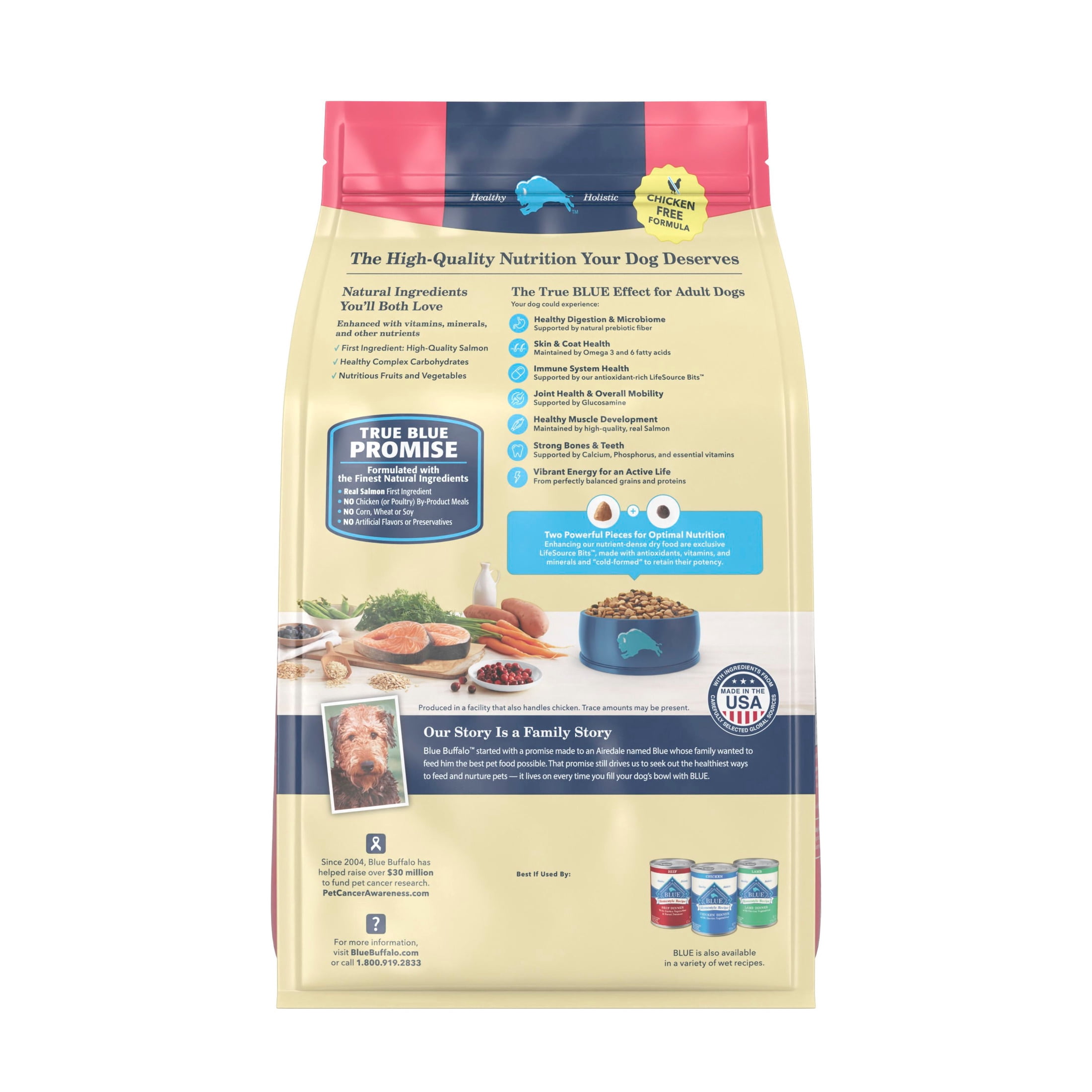 (3 pack) Blue Buffalo Life Protection Formula Adult Dry Dog Food Salmon & Brown Rice 5lb Bag
