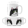 thumbnail image 4 of MUGBREW 11 Oz Ceramic Tea Cup Coffee Mug, Black White Tuxedo Cat Vector Portrait, 4 of 7