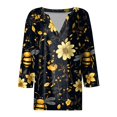 thumbnail image 4 of SOOMLON Womens 3/4 Length Sleeve Tops Plus Size Tunic Cotton Bee Festival Tops Casual V Neck Shirts Funny Honey Bee Print T Shirts 2025 Trendy Spring Summer Ladies Tops Loose Fit Outfits Pullover XL, 4 of 5