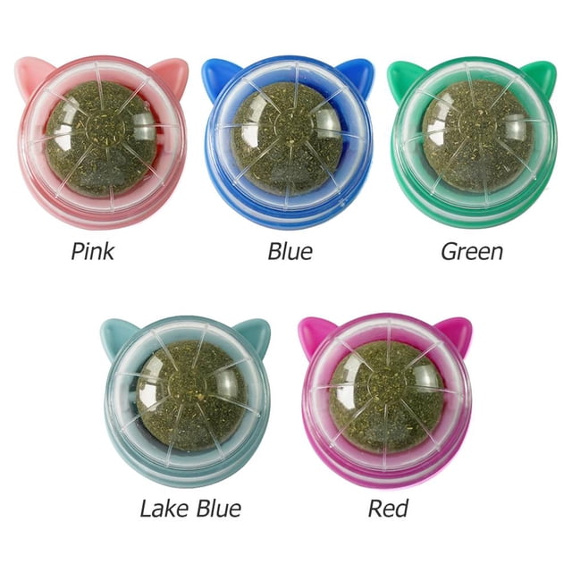 Pelota giratoria de hierba gatera para gatos naturales, bolas para lamer, aperitivos molares de hierba gatera (verde)