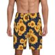 thumbnail image 1 of Balery Navy Blue Plaid Sunflower Pantalones cortos de pijama de punto de algodón para hombre con cinturilla y bolsillos-X-Large, 1 of 6