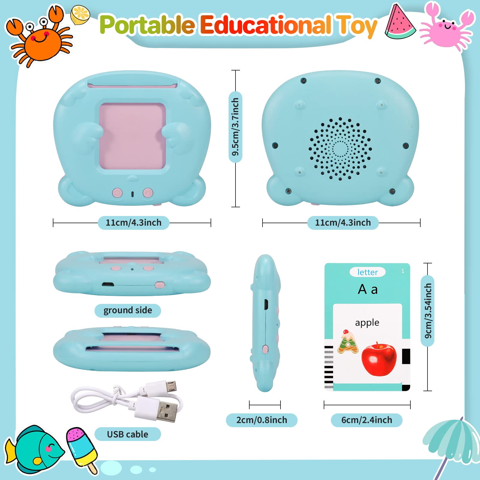 Mabozo Talking Flash Cards Learning Toys for 1-6 Years Old Boys Girls,Autism Sensory Toys for Autistic Children,Speech Therapy Toys,Learning Montessori Toys,224 Sight Words(Blue)