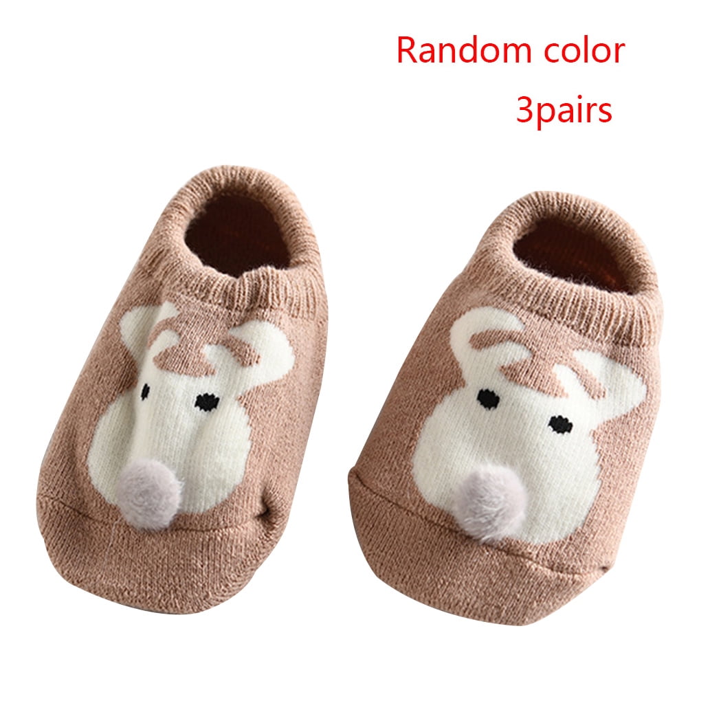 3 Pairs Floor Socks Durable Non-slip Practical Cotton Sock for Toddlers Children 