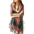 thumbnail image 1 of Bufanda de mujer de moda larga a cuadros chales envuelve gran cuadrícula invierno cálido, 1 of 5
