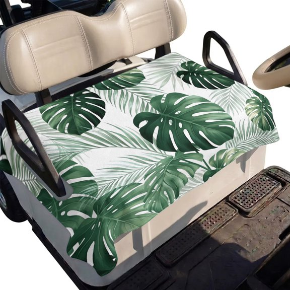 Golf Cart Seat Cover Green Monstera Leaves Club Car Golf Cart Seat Covers Soft Absorbent Golfcart Towel Blanket Tropical Palm Leaf Golf Seat Covers for Cart Decor Fits 2 & 4 Passenger 51"x31"
