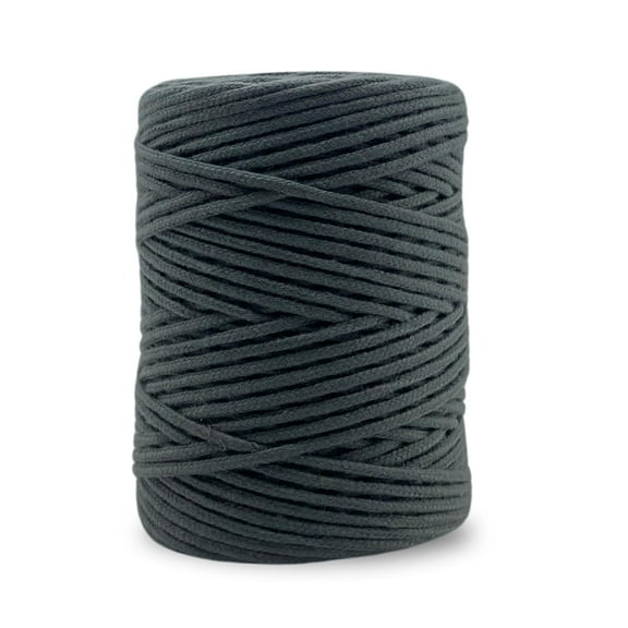 CROCHETA Grey Macrame Braided Cord 4mm x 54yards, Colored Macrame Rope, Braided Macrame Yarn, Colorful Cotton Craft Cord for Wall Hanging, Plant Hangers, Crafts, Knitting
