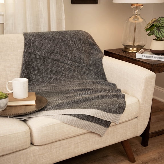 Northlight Knitted Seed Stitch Rectangular Throw Blanket - 50" x 60" - Gray