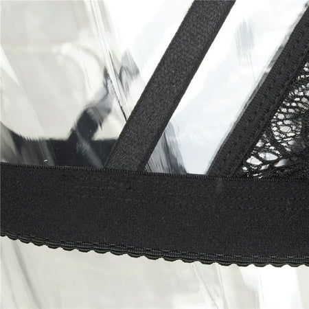 

OVTICZA Womens Cami Strap Unppaded Strappy Lace Bralettes Wireless Everyday V Neck Bra L Black