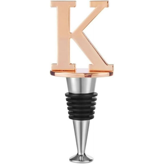 1pc Alloy Letter K Wine Stoppers with Silicone Reusable Wine and Beverage Bottle Stopper Letter K 107.5x41x24.5mm