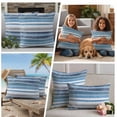 thumbnail image 4 of 2 Pack Outdoor Waterproof Throw Pillow Covers,Nordic Blue White Geometric Stripes Decorative Square Patio Pillowcases for Chair Couch Sofa 16x16in, 4 of 9
