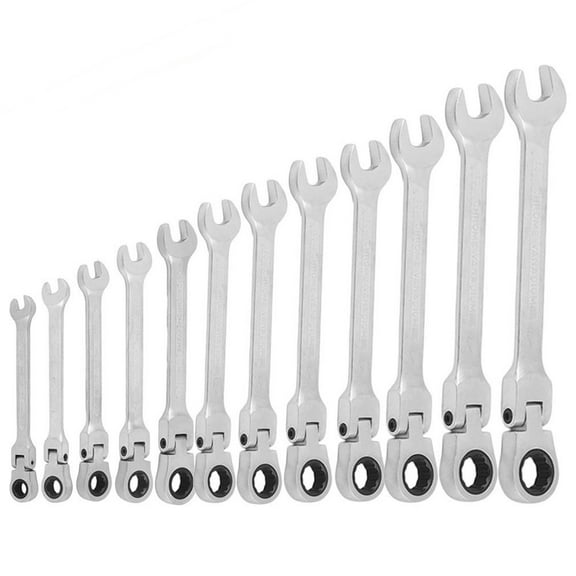 Mairbeon 8mm-19mm 180 Degree Reversible Combination Movable Head Ratchet Wrench Socket Spanner