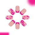 thumbnail image 3 of Uñas postizas BLGTGH medianas cuadradas rosa floral 24 piezas, 3 of 7