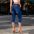 thumbnail image 6 of Denim Capris for Women with Pockets High Waisted Trendy Slim Stretch Solid Color Jean Capri Pants, 6 of 6