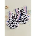 thumbnail image 3 of BemeyourBBs Western Baby Girl Cowgirl Clothes Toddler Baby Girl Birthday Outfit 1st 2nd Years Old Birthday Clothes Bubble Romper Cow Print Flying Sleeve Bpdysuit Playsuit Summer Clothing, 3 of 9
