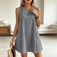 thumbnail image 6 of Dvprdro Womens Casual Summer Mini Dress Crewneck Sleeveless Ruffle Detail Side Pockets Shift A Line Dress Solid, 6 of 8