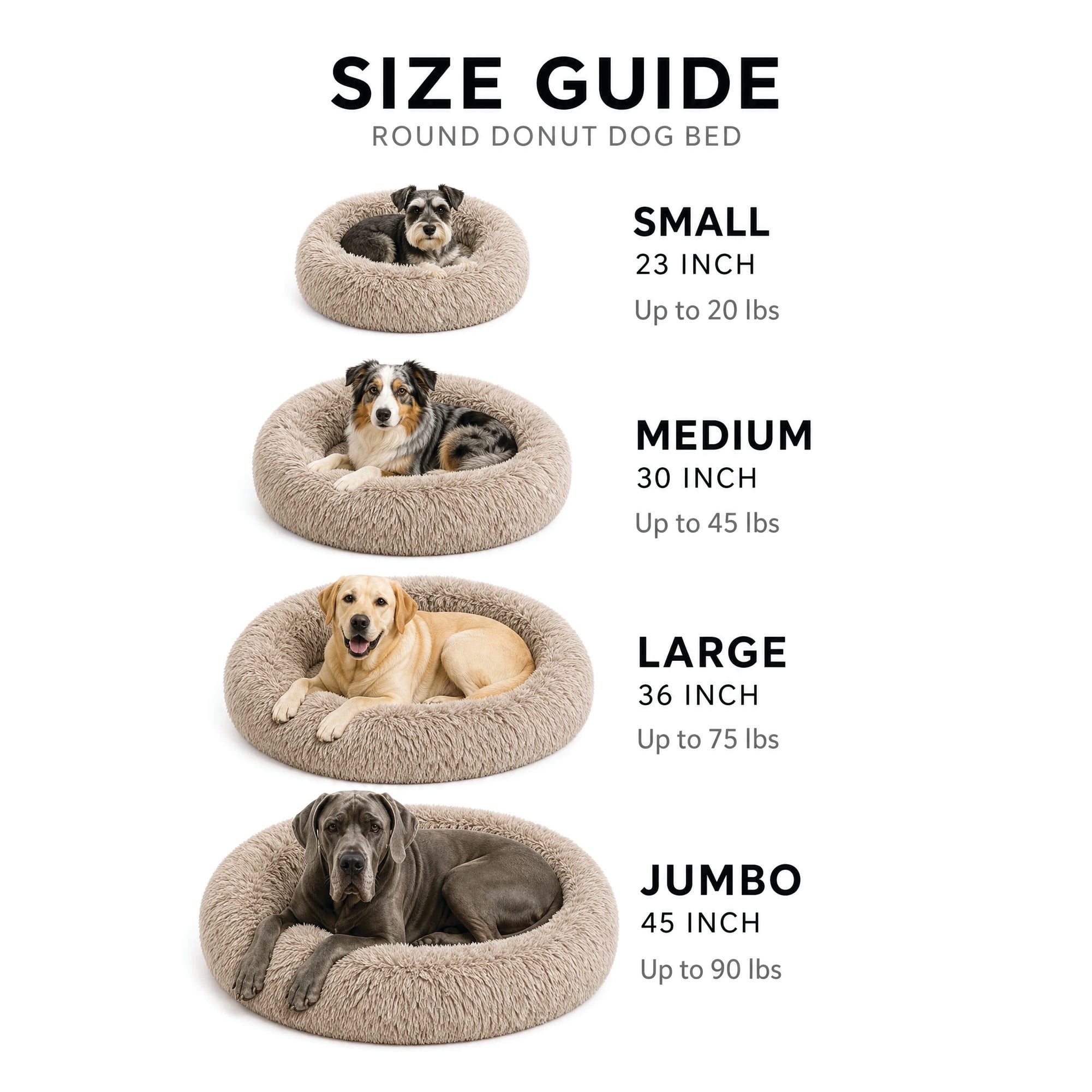 FurHavne Large Calming Cuddler Long Fur Donut Bed, 1 Count