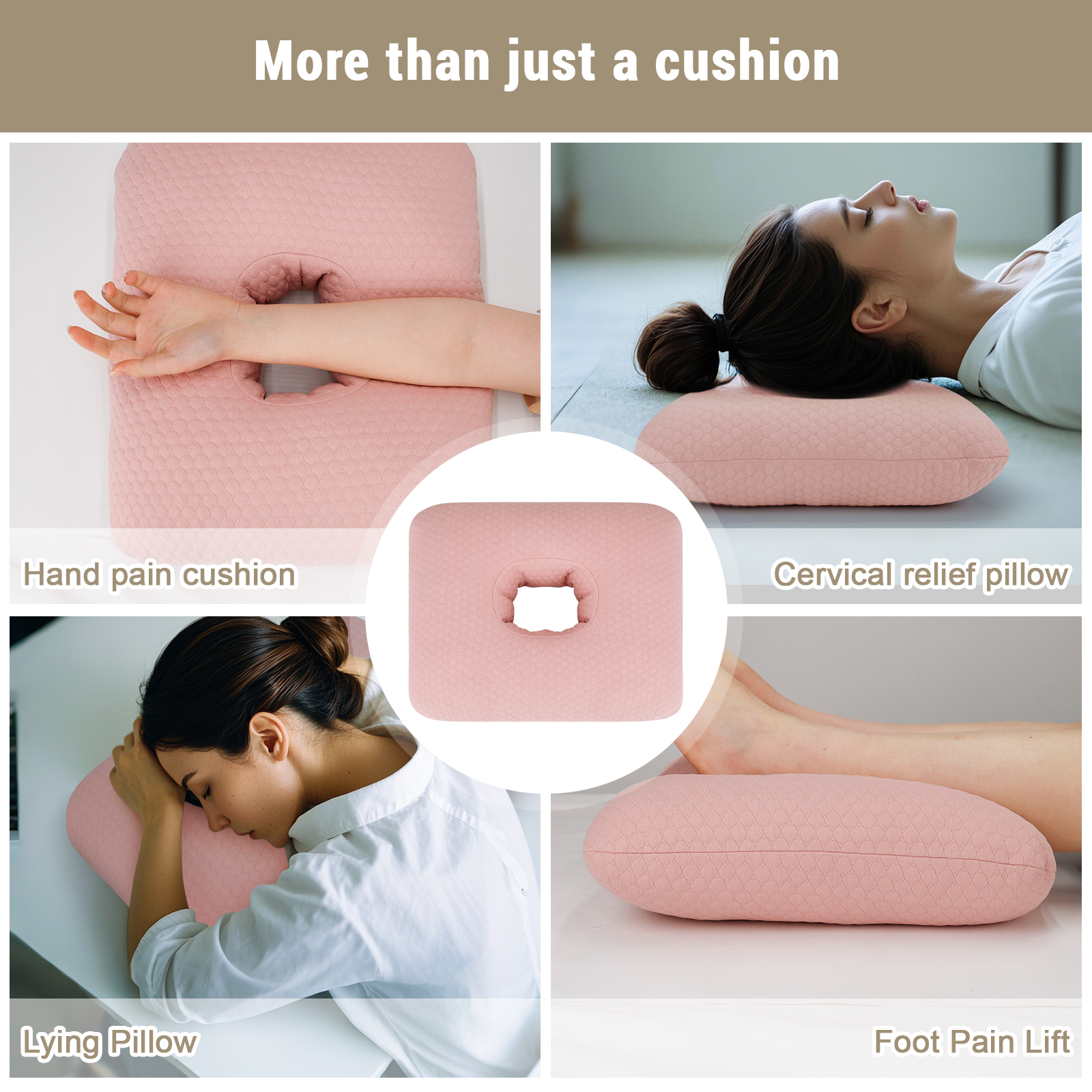 RoamReady Donut Pillow for Bed Sores Tailbone Pain Relief Cushion Cotton Butt Donut Cushion Breathable for Hemorrhoid Pregnancy Prostate and Surgery Sitting Pressure Relief for Home Car Pink