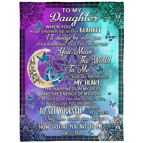 To My Daughter You Mean The World To Me Butterfly Mandala Blanket Daughter From Mom Birthday Gift Home Decor, 30x40in Fleece Blanket