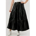 thumbnail image 3 of Pu Faux Leather Tiered A-Line Maxi Skirt - Black, 3 of 9