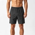 thumbnail image 2 of Men Summer Shorts Long Men's Athletic Shorts Plus Size Elastic Waist Drawstring Running Shorts, Summer Lightweight Breathable Short Pants with Pockets Black 3XL, 2 of 6