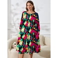 thumbnail image 2 of SHOWMALL Womens Plus Shirt Dresses Multicolored 2X Casual Dress 3/4 Sleeves Midi Dress Boat Neck Flowy Dress with Pockets, 2 of 9