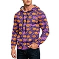 thumbnail image 3 of GrmtClth Sweatshirts for Men Halloween Dark Base Pumpkin Ghost Bat Witch Print Daily Streetwear Hooded Sweatshirt Purple S, 3 of 8