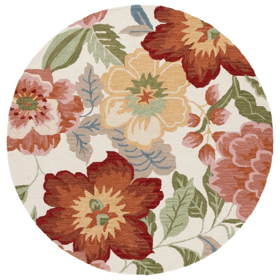 SAFAVIEH Chelsea Caryn Floral Area Rug, Ivory/Pink, 6' x 6' Round
