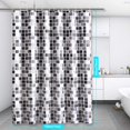 thumbnail image 5 of Cortina de ducha con estampado de mosaico, tejido de poliéster impermeable con ganchos, antimoho y antibacteriano para baño (180x200cm, gris (mosaico)) Fason WLJ-3597, 5 of 5