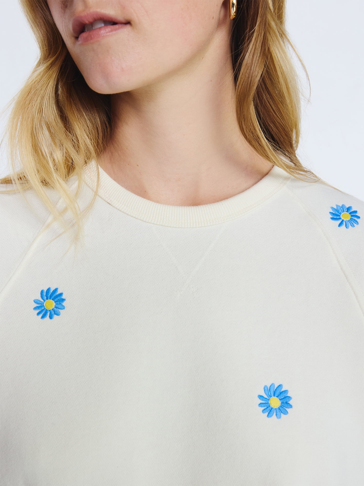 Free Assembly Women's Raglan Sweatshirt with Short Sleeves, Sizes XS-XXL