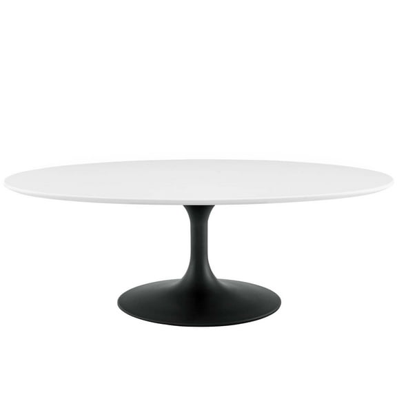 Modway Lippa Oval 48" Mid-Century Modern Coffee Table in Black White