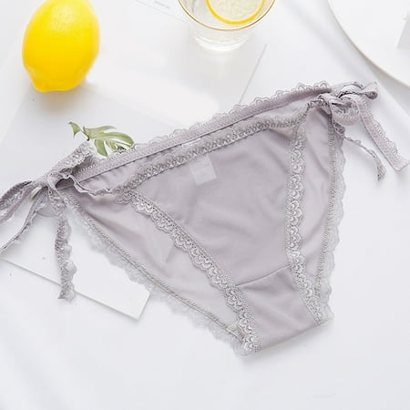 Hamky Womens Underwear Cotton Underwear Women Lace Panties Sheer Mesh Cotton Crotch Panties Seamless Underwear Lace Underwear Grey L