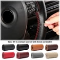 thumbnail image 4 of Destyer 1/2/3/5 Leather With Thread DIY Braid Steer-Wheel Protector - Customizable Protection For Car Whole hole coffee 1 Pc, 4 of 6