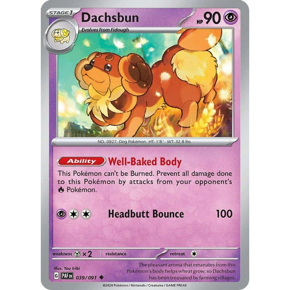 Pokemon Paldean Fates Uncommon Dachsbun #39