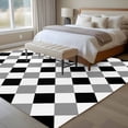thumbnail image 4 of Black Grey Plaid Area Rugs 6'x9', Washable Small Throw Rugs for Kitchen Dining room, Modern Geometric Minimalist Checkered Indoor Outdoor Rug Non-Slip Low Pile Carpet Runner Reversible Floor Mats, 4 of 8