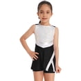 thumbnail image 2 of TiaoBug Kids Girls Shiny Cheerleading Dance Outfits Tennis Golf Sports Dress And Shorts Tracksuits Sets Black 12, 2 of 6