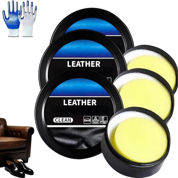 Leather Balm for Cars, 260g Natural Leather Conditioner with Sponge, Waterproof Boot Wax & Car Interior Cleaner, Premium Leather Care Cream, Multi-functional Repair Oil Paste for Shoes
