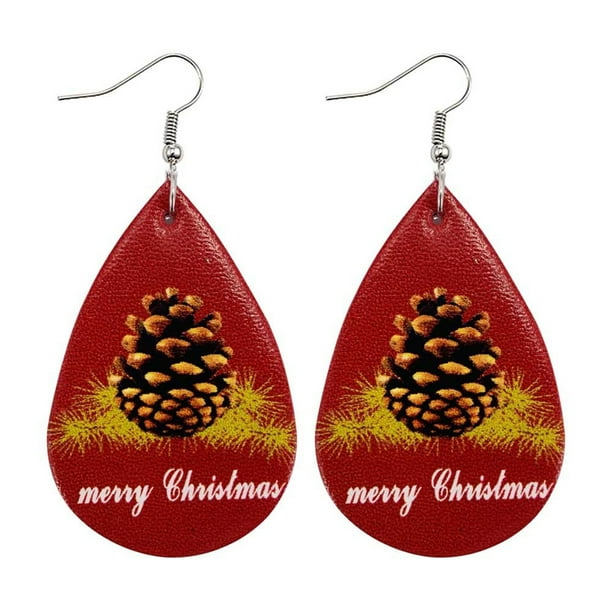 Pendientes para mujer, regalos para mujer, pendientes navideños de piel sintética, pendientes colgantes con forma de lágrima, pendientes de animales.
