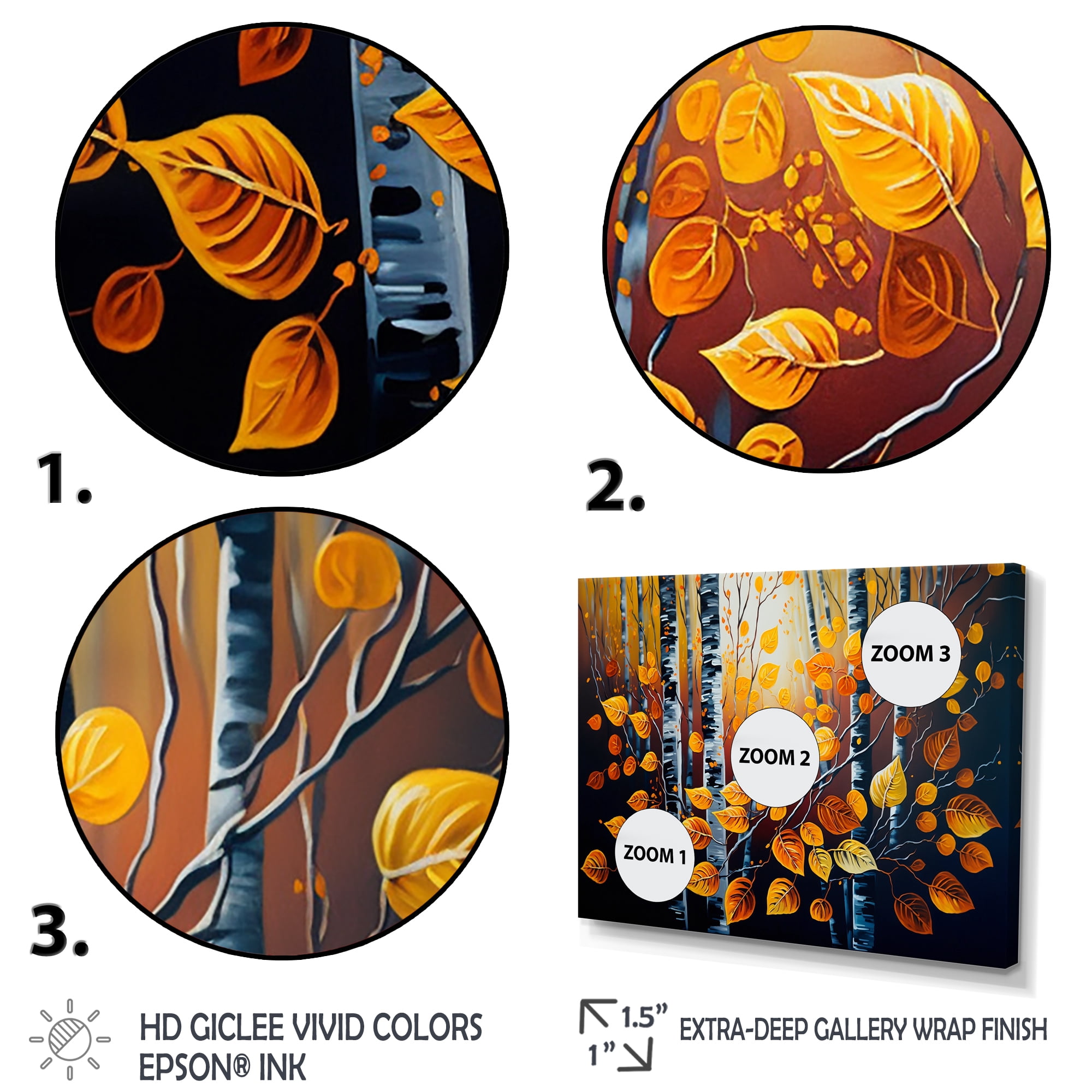 Designart Into A Golden Birch Forest IV Canvas Wall Art