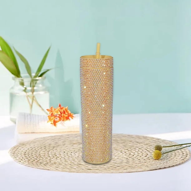 Taza de Viaje Glitter Iced Coffee Tumblers Botella de Agua de Grado Alimenticio 450ml , AMARILLO Plastico Amarillo 450ml Macarena taza de café de viaje
