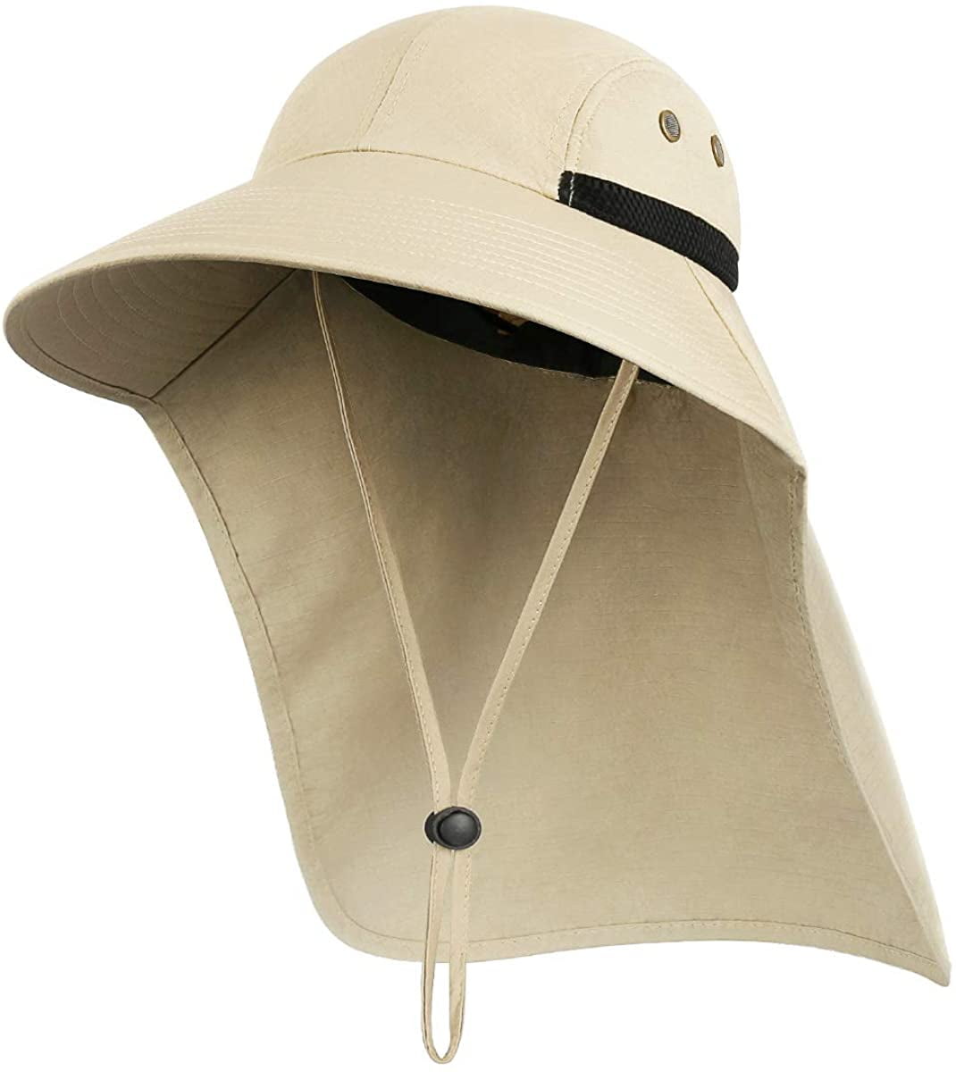 Outdoor Sun Hat for Men Wide Brim Fishing Hat with Neck Flap