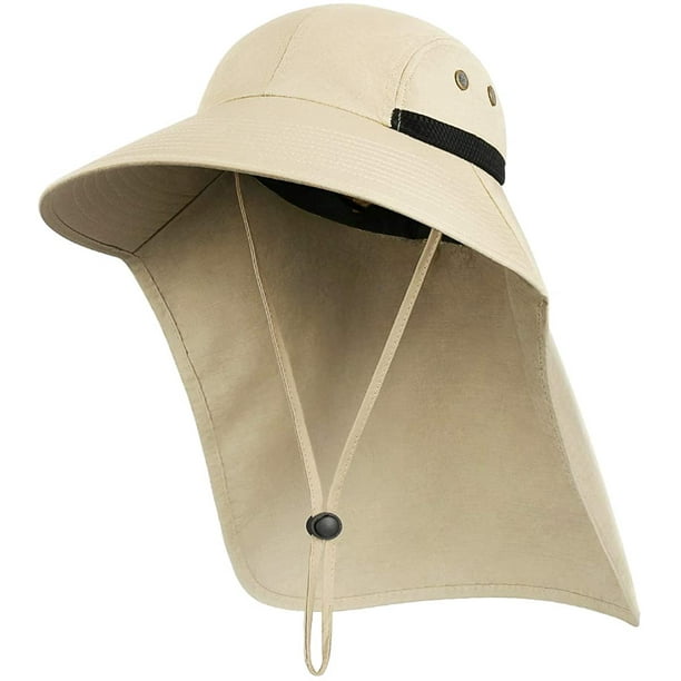 Outdoor Sun Hat for Men Wide Brim Fishing Hat with Neck Flap 