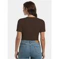 thumbnail image 4 of Women's Crew Neck Ribbed Fitted Shirt Basic Short Sleeves Summer T Shirt Tops, 4 of 7