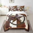 thumbnail image 2 of Feelyou Brown Texas Stars Bedding Comforter Set 7pcs for Kids, Western Rustic Cabin King Bedding Sets, Retro fashion Cow Print Bed Sheets, Microfiber Bedroom Decor, 2 of 8