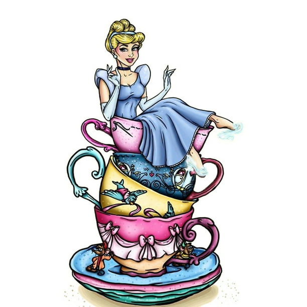 (11CTACC-468 30x50 color) hilo algodón ecológico bordado 11CT 3 hebras impresión 30*50cm Kit punto cruz Teacup Princess-Princess Cenicienta