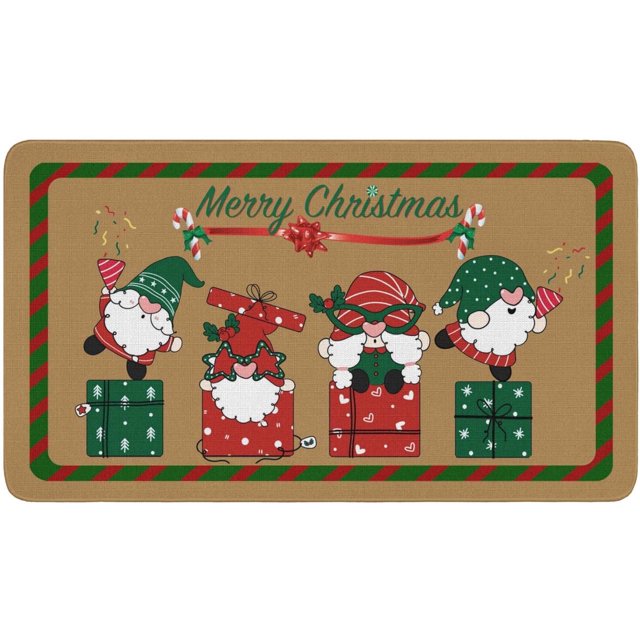 St. Patricks Day Kitchen Rug Set,Buffalo Plaid Shamrock Gnomes Truck Pattern Runner Rugs with Rubber Backing,Throw Rugs Washable for Kitchen Sink,Laundry Room,Standing Desk,Green Truck