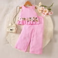 thumbnail image 3 of Faraee Infant Baby Toddler Girl 2 Piece Clothes Flower Linen Summer Outfits Sleeveless Ruffle Halter Tops Wide Leg Pants Kids Clothing Set 2-7 Years Pink, 3 of 9