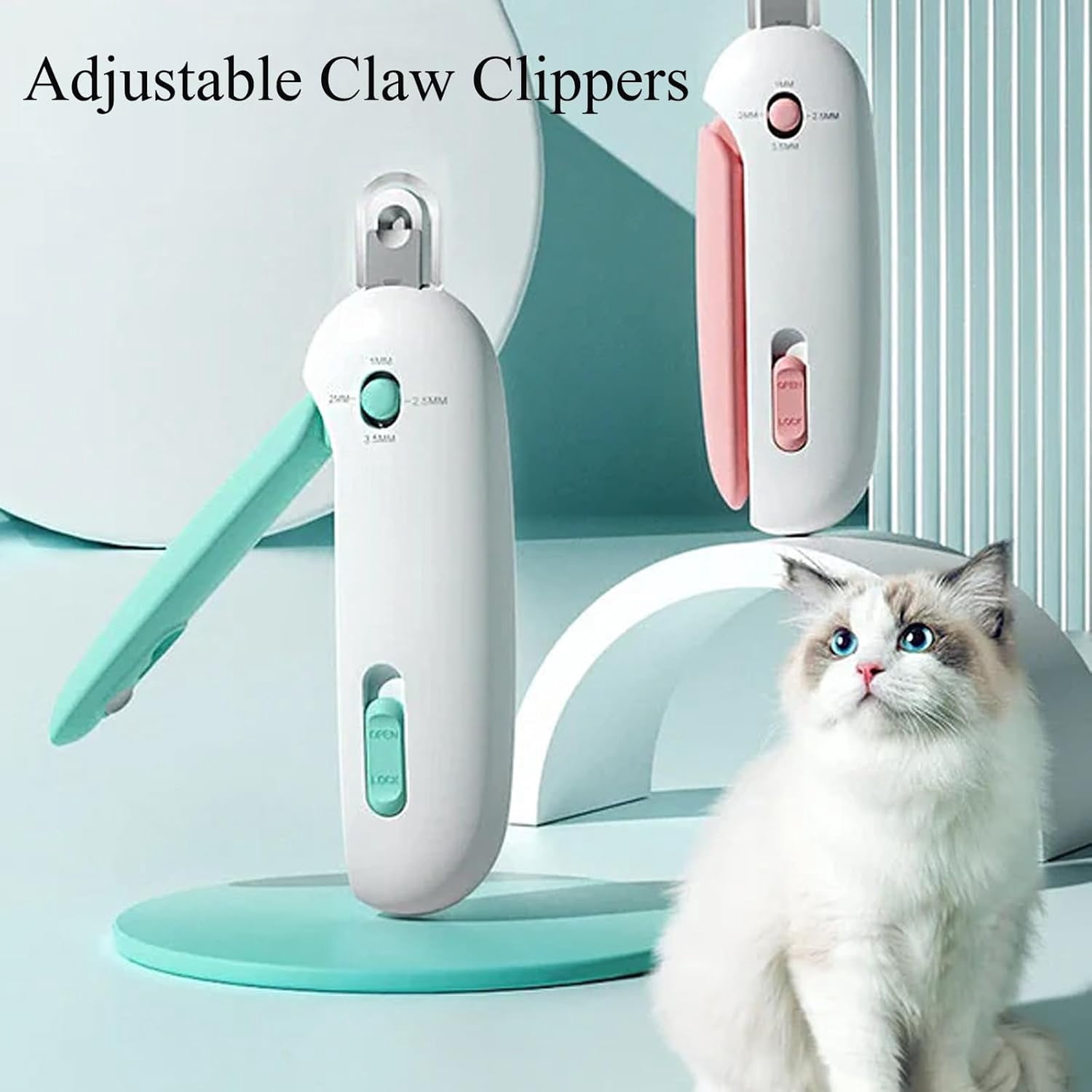 nuyezo Celery Pets Nail Clippers, Celerypets Adjustable Claw Clippers, Gentle Round-Hole Trimmer with Dust Storage | Adjustable Size & Hidden Nail File | Cat/Dog Grooming Tool