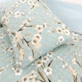thumbnail image 4 of Aqua Teal Floral Cherry Blooming Cotton Reversible Quilt Bedding Set, comforter Set for Guest Room, Bedroom, Home, Apartment, Dorm, Hotel, RV, Cottage, King - 3 Piece, 4 of 5