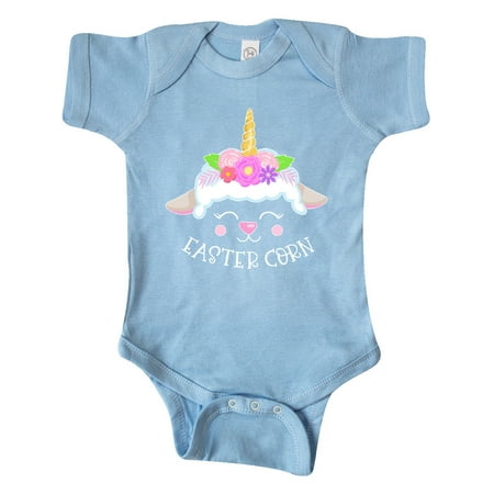 

Inktastic Easter-Corn Cute Lamb with Unicorn Horn and Flowers Gift Baby Boy or Baby Girl Bodysuit